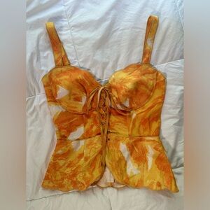 RARE - CULT GAIA Orange Patterned Corset Sleeveless Tank - Only 1 MADE SAMPLE